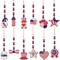 12 Pieces Independence Day Wood Bead Garland with Wooden Tag 4th of July Patriotic Wooden Bead Hanging Ornaments American Flag